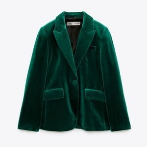 Zara Green Velvet Blazer